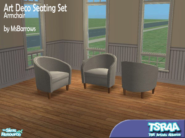 Sims 2 — MsB - Art Deco Seating - Armchair (MESH) by MsBarrows — Based on a Tub Armchair from the 1930's, this seating