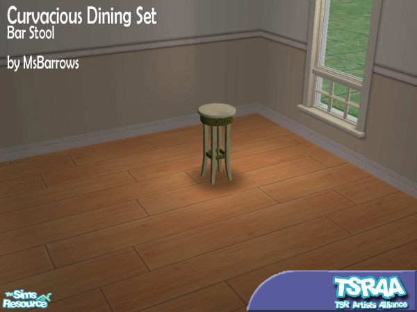 Sims 2 — Curvacious Bar Stool (MESH) by MsBarrows — Now correctly set up to share textures, and able to be recoloured,