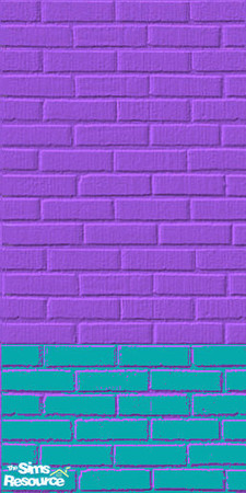 Sims 2 — Grape and Teal Brick by singingwaters — This is definitely basement or dorm room decor! by Singingwaters