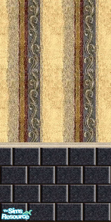 Sims 2 — Striped Bath 2 by Lorah — Gold and black tile