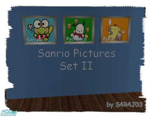 Sims 2 — Sanrio Pictures - Set II by S4R4J03 — *Sanrio Pictures - Set II* featuring the characters Keroppi, Pochacco, and