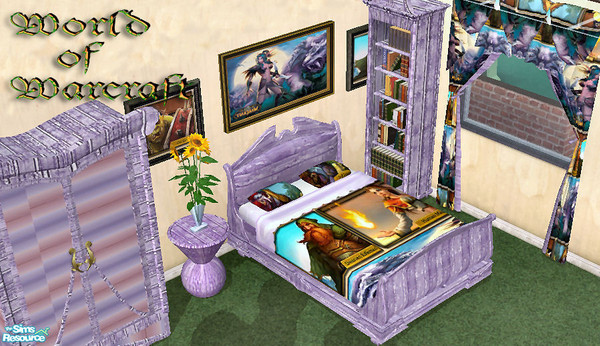 Sims 2 — World of Warcraft Bedroom Set by Phadrae — A bedroom set for all of you World of Warcraft fans! Includes bed,