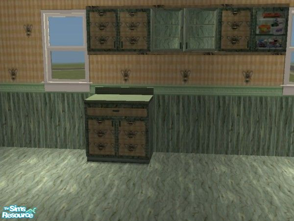 Sims 2 — HoneyBee Kitchen counter3 by ead425 — set contains 20 items, 1 wall, 1 floor