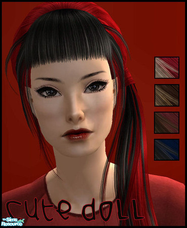 Sims 2 — CUTE DOLL by KalmanKukka — Package include five recolours. Original mesh (XMS_Flora_MeshHair089) is from XM