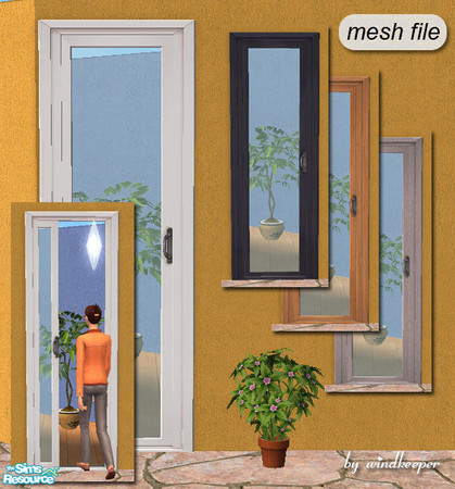 Sims 2 — Sliding door by Windkeeper — Single-tile sliding glass door based on Maxis 2-tile sliding door. Works on