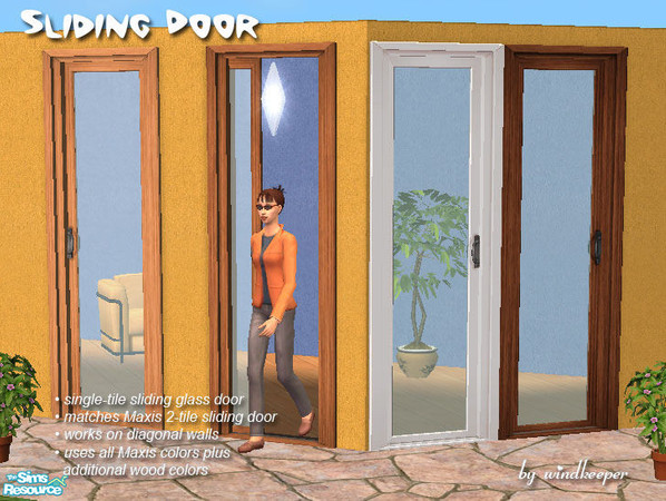 Sims 2 — Sliding Door by Windkeeper — Single-tile sliding glass door based on Maxis 2-tile sliding door. Works on