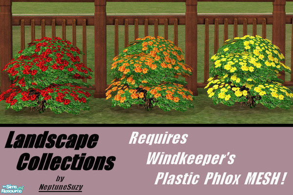 Sims 2 — NSC Plant Set11 - Plastic Phlox by Neptunesuzy — Set of hot colored Plastic Phlox Plants! Do not need trimming!