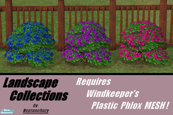 Sims 2 — NSC Plant Set9 - Plastic Phlox by Neptunesuzy — Set of rich colored Plastic Phlox Plants! Do not need trimming!