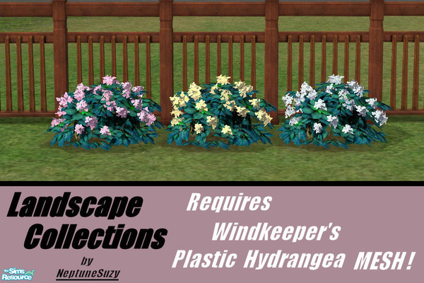 Sims 2 — NSC Plant Set6 - Plastic Hydrangea! by Neptunesuzy — Set of pastel colored Plastic Hydrangea Plants! Do not need