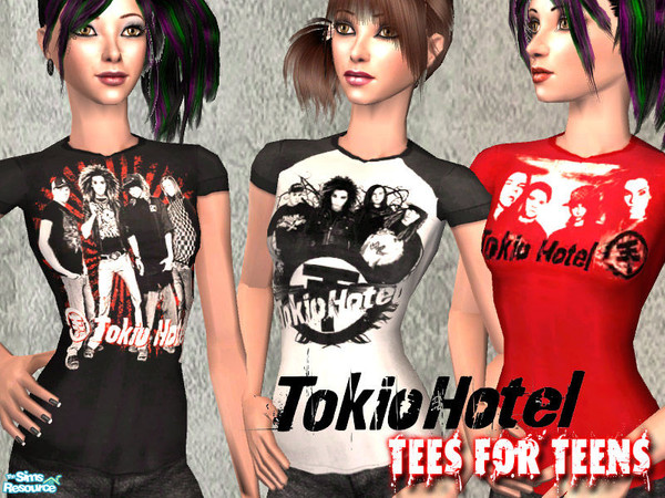 Sims 2 — 30 Tokio Hotel Tees! by Pixel-pixie123 — 30 Tokio Hotel Tees! For teenagers. 