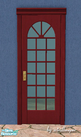 Sims 2 — Lafenetre glass door - red by Windkeeper — You need to download "Lafenetre glass door updated" file