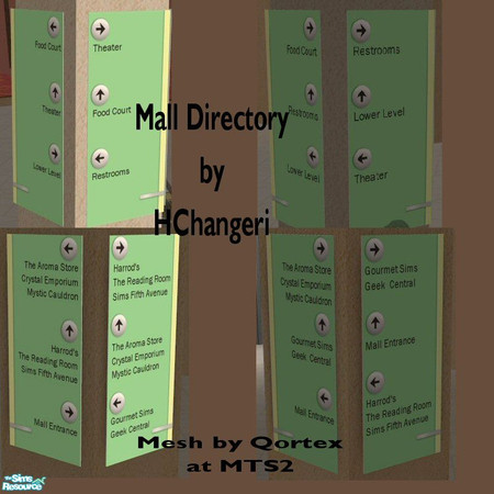 Sims 2 — Mall Directory Sign Set by HChangeri — This set is based on a mall directory sign I saw on the net. The store