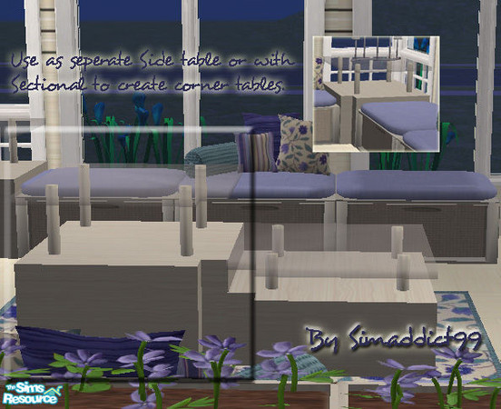 Sims 2 — M Sun Room - Side Table MESH by Simaddict99 — Sectional side table, fits perfectly between sectional seats to