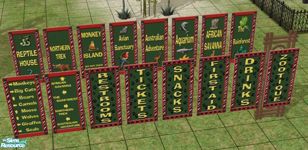 Sims 2 — Zoo Signs Set by HChangeri — For the growing number of animals here & at MTS2, I decided to make signs for