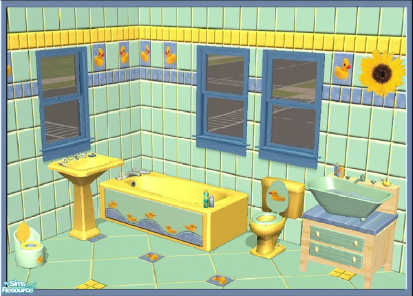 Sims 2 — Bathroom With Duckies by Helena — Your sim-kids will like the bathroom with sweet duckies everywhere...