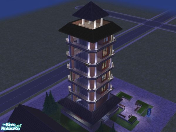 Sims 2 — Lucerne U Tower by Invasion — This is the tower for my university. It has public restrooms in the basement,