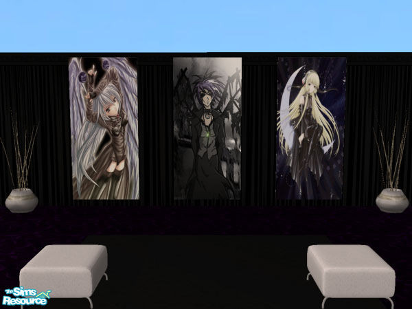 Sims 2 — Dark Anime by jhardyzgurl4lyf — A set of three anime pictures of the darker variety. Qortex's 2 tile poster mesh