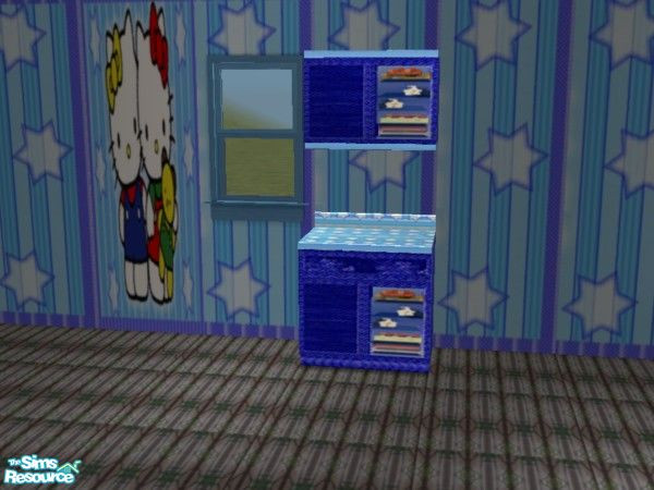 Sims 2 — Kitty in Garden sinkcounter by ead425 — 22 items, 2 wall, 2 floors: bath door, wall lamp,mirror, braided rug,