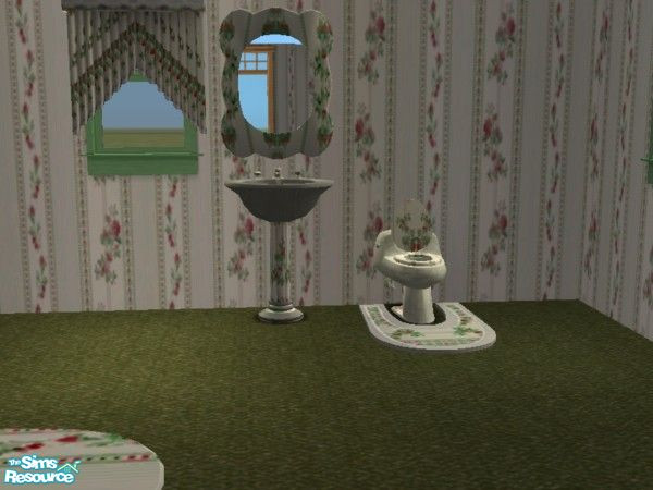 Sims 2 — Traditional Bathroomcurtains by ead425 — set includes 1 wall,1floor, 17 items: wall lamp, bath mirror,toilet