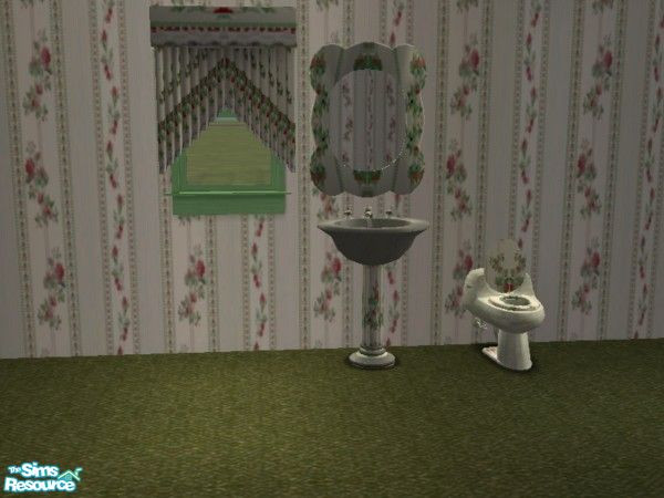 Sims 2 — Traditional mirror by ead425 — set includes 1 wall,1floor, 17 items: wall lamp, bath mirror,toilet rug,braided