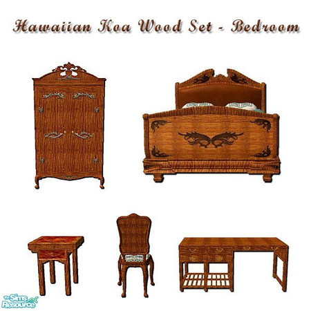 Sims 2 — Hawaiian Koa Wood Set by iwubu — Pure Koa, native to Hawaii and nearly extinct. Koa wood is bright and pure,