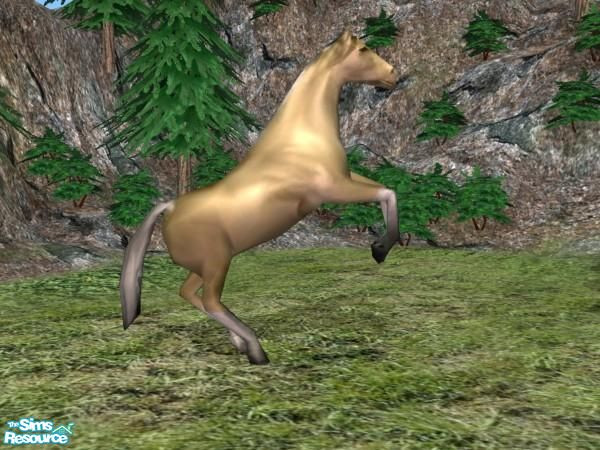 Sims 2 — Rearing Horse Recolour - Pale Gold by Suiryuue — Hi Folks, here's some wild horses for download. I am not the