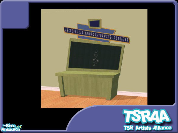 Sims 2 — Ms Bitters' Desk by vector_prft — This is the desk of Ms Bitters from Invader Zim. Featuring chalk drawing of