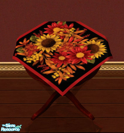 Sims 2 — Thanksgiving Decorations Tablecloth 2 by lisa9999 — Fall flowered tablecloth.