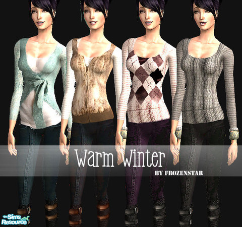 Sims 2 — Warm Winter Set by FrozenStarRo — New sets of outfits for female adults. Can be worn as casual and outerwear.