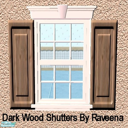 Sims 2 — Dark Wood Shutters by Raveena — You need Buntah's mesh for these shutters to work in the game. Download it
