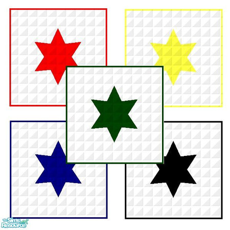 Sims 2 — Tile with Star Pattern by queenmab75 — A series of tile flooring with different colored star patterns.