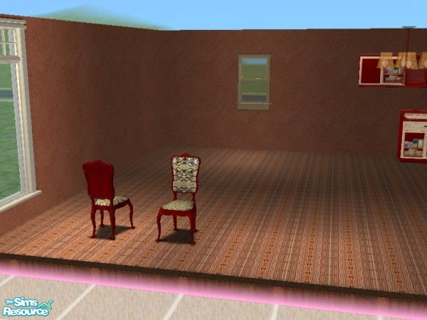 Sims 2 — Red Dragon Kitchen dining chair by ead425 — set includes: 1 wall,13 items: 3 counters, ceiling lamp, blinds,