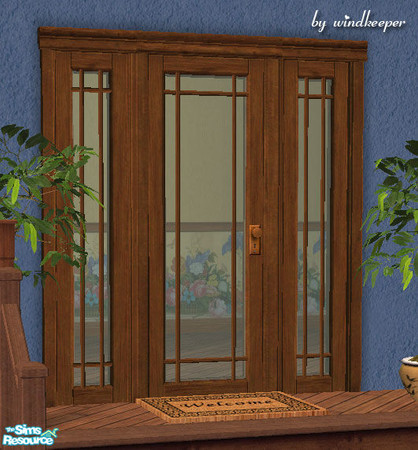 Sims 2 — Glass door 3 - aged wood by Windkeeper — You need to download "Glass door 3 updated" file from