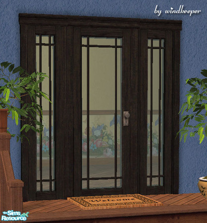 Sims 2 — Glass door 3 - black wood by Windkeeper — You need to download "Glass door 3 updated" file from