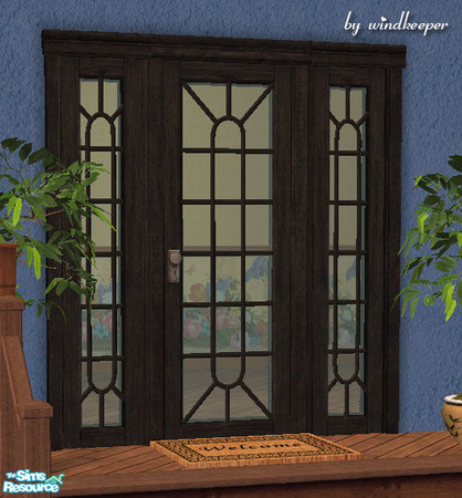 Sims 2 — Glass door 2 - black wood by Windkeeper — You need to download "Glass door 2 updated" file from