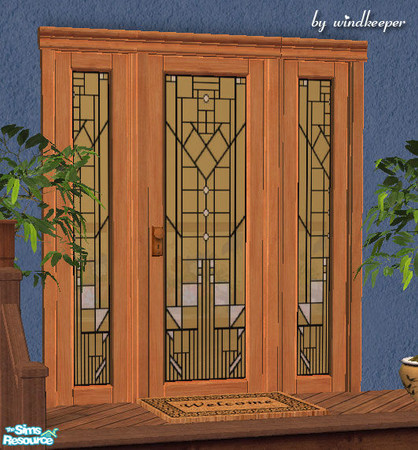Sims 2 — Sidelight window 1 - golden glass 2 by Windkeeper — You need to download "Sidelight window 1" file