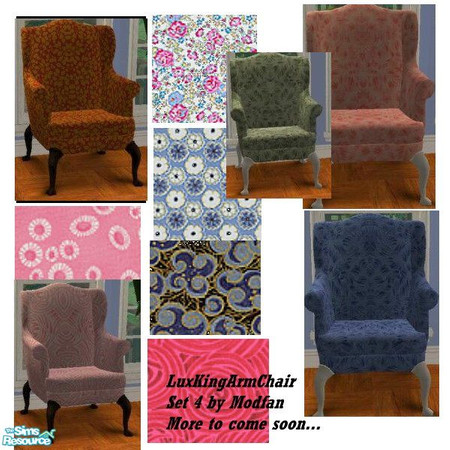 Sims 2 — LuxKingArmChair Set 004 by Modfan by modfan — 10 new recolors - all recolors come in both white and brown legs.