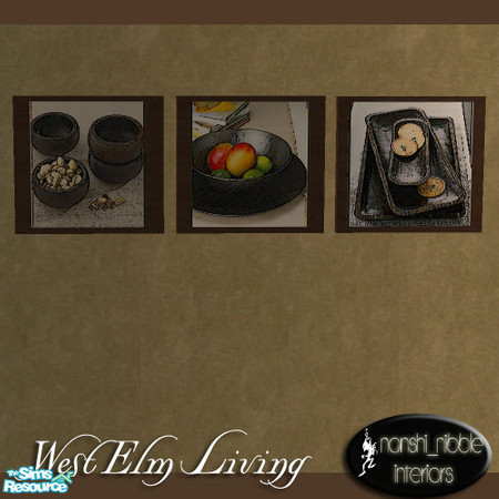 Sims 2 — West Elm Living Painting 3 Squares by Nanshi — All new meshes. You will absolutely NEED these originals to use