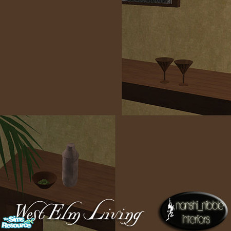Sims 2 — West Elm Living martini glasses by Nanshi — All new meshes. You will absolutely NEED these originals to use or