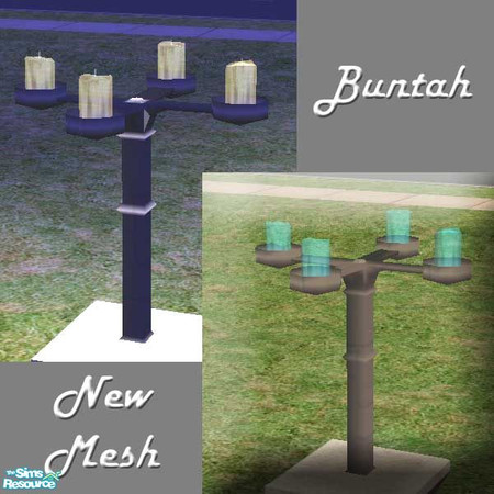 Sims 2 — Pewter Fencepost Candlelight MESH by buntah — These candles give subtle romantic light and can adorn any fence