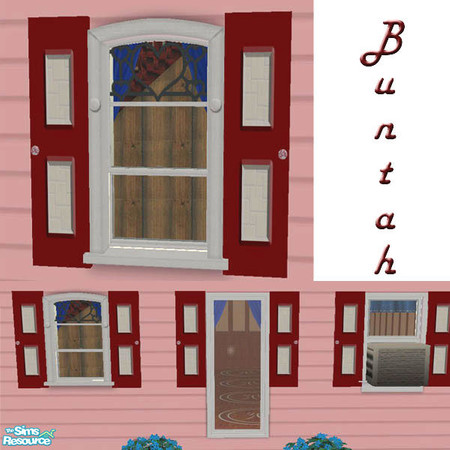 Sims 2 — Red Window Shutters by buntah — This requires my Windows Shutters mesh and also the diagonal mesh if you want it