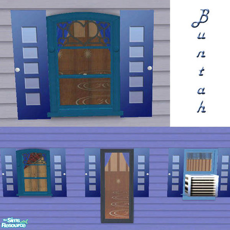 Sims 2 — Blue Window Shutters by buntah — This requires my Windows Shutters mesh and also the diagonal mesh if you want
