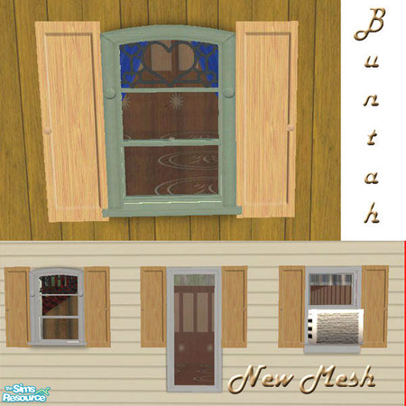 Sims 2 — Window Shutters MESH by buntah — These shutters fit any single size window and will still allow you to put