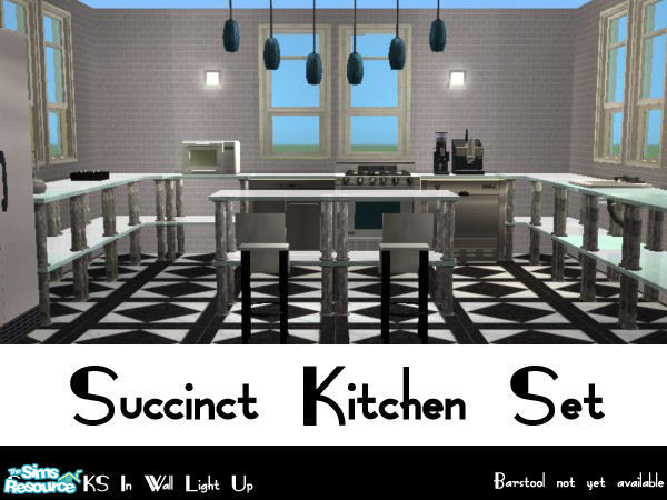 Sims 2 — Succinct Kitchen Set by laurel37 — Industrial-styled kitchen with nothing more, nothing less, than necessary.