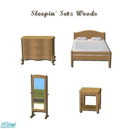 Sims 2 — Sleepin' Setz Woods by iwubu — A lovely matching set of wood items for your bedroom, in aged pine. Grab the
