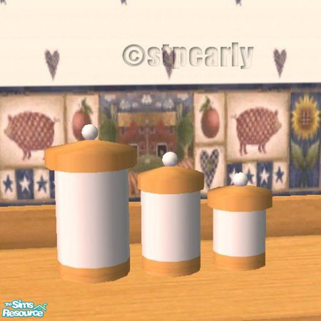 Sims 2 — WW Canisters by STP Carly — White & Wood kitchen based on my Sims 1 version.