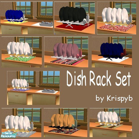 Sims 2 — Dish Rack Recolor Set by Krispyb — Various recolors of Buntah's dish rack (required and available here at TSR).