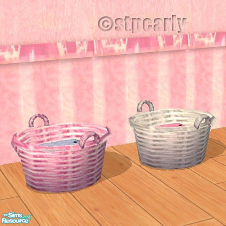 Sims 2 — Ladybug Bath Pink Laudnry Basket by STP Carly — Ladybug and pastels design for a colorful bath.