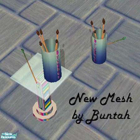 Sims 2 — Can of Paint Brushes MESH by buntah — This new mesh is decorative only, but adds so much to any artist's studio.