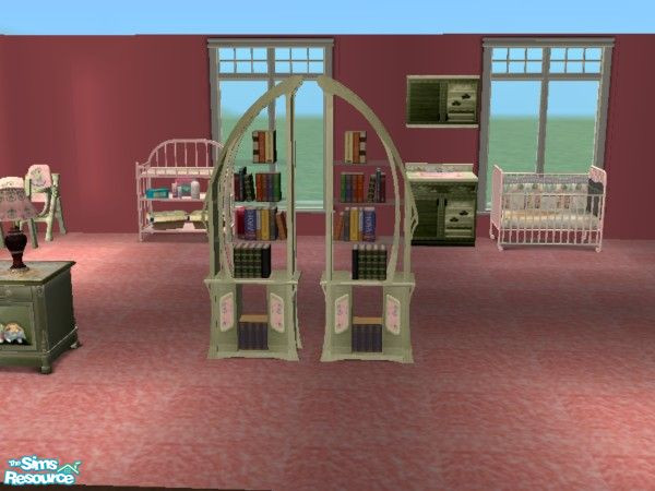 Sims 2 — Fairies and Elves bookcase reverse by ead425 — set contains 1 wall, 1 floor,17 items: bath counter,sink,